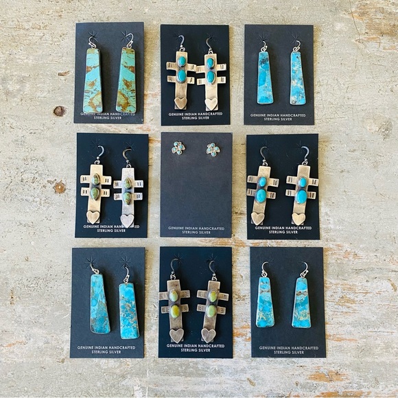 SOLD ♥️ Native American ♥️ Veronica Tortalita Sterling & Turquoise Earrings - Picture 7 of 7